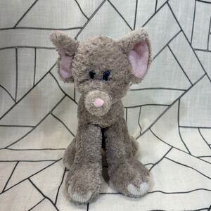 First & Main Lankydoodle Elephant Plush 11" Grey Pink Ears Stuffed Animal 6086-1
